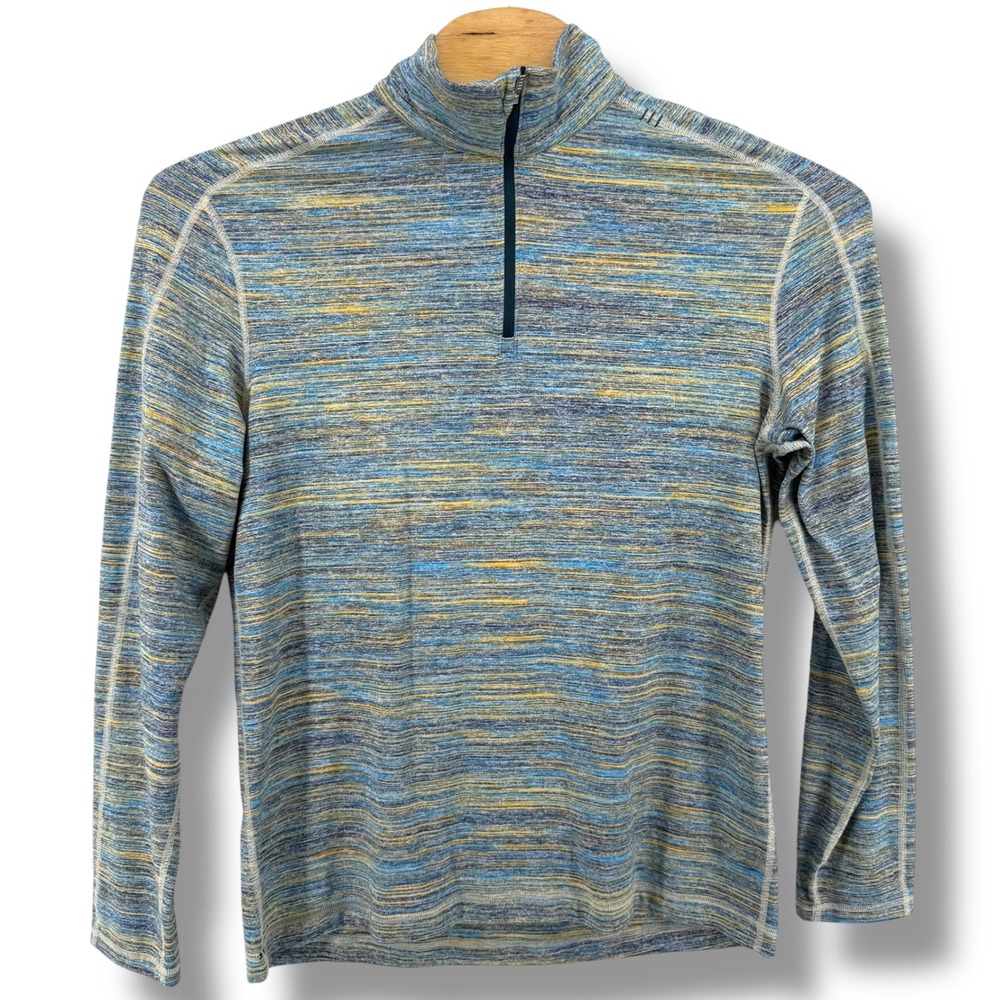 Lululemon Men's Multi Color Striped Quarter Zip Long Sleeve Athletic Top‎ Large